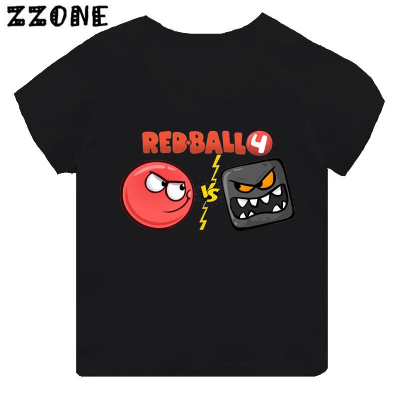 Hot Sale Red Ball 4 Print Cartoon Kids T-shirt Funny Girls Clothes Baby Boys Black Short Sleeve T Shirt Children Tops