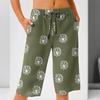 Pantaloni scurți largi de vară pentru femei, cu talie elastică și șnur, din bumbac și in floral