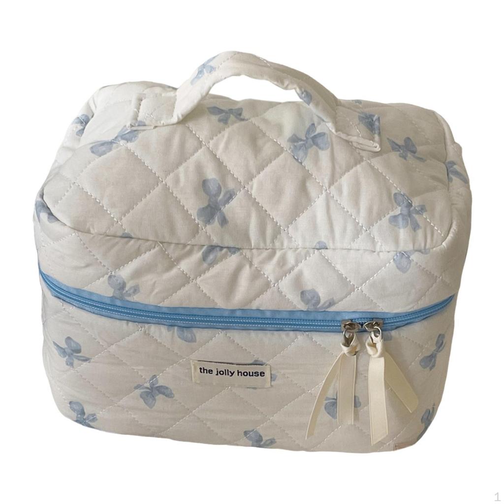 Søt sminkepose sløyfe kosmetisk bærbar multifunksjonell for kvinner jenter oppbevaring