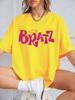 Y2K Pink Bratz Letter Prints Short Sleeve T-Shirts Womens Summer Cotton Tee Shirts Loose O-Neck Comfortable Tops Street Clothes