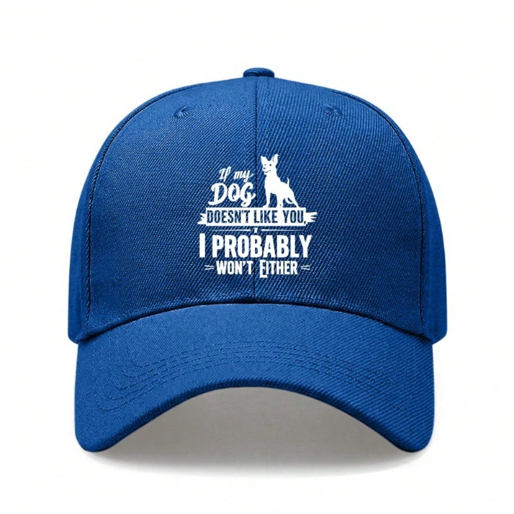 [Dog Lover Baseball Cap] Cream Letter Print Polyester Adjustable Breathable Casual Outdoor Sports Baseball Hat For Men Women