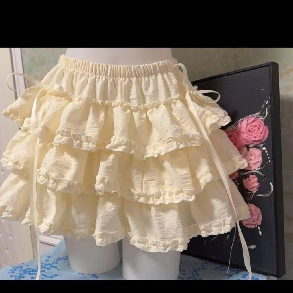 Sweet White Puffy Lace Ballet Skirt - Petite, High Waist, Elastic Waistband