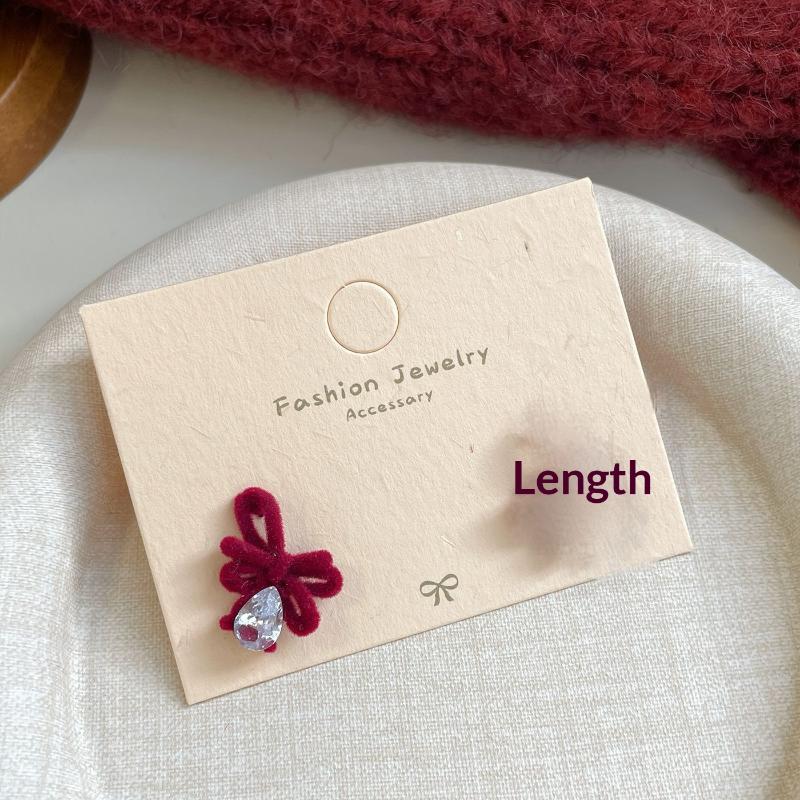 Cute Red Bow Flocking Earrings Simple Elegant Exquisite Sweet Festive Earrings Ear Studs Jewelry Accessories New Year Gifts