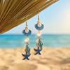 Exquisite Boucles d'Oreilles à Pompons Coquillage & Étoile de Mer pour Femmes – Polyvalentes, Style Bord de Mer de Niche