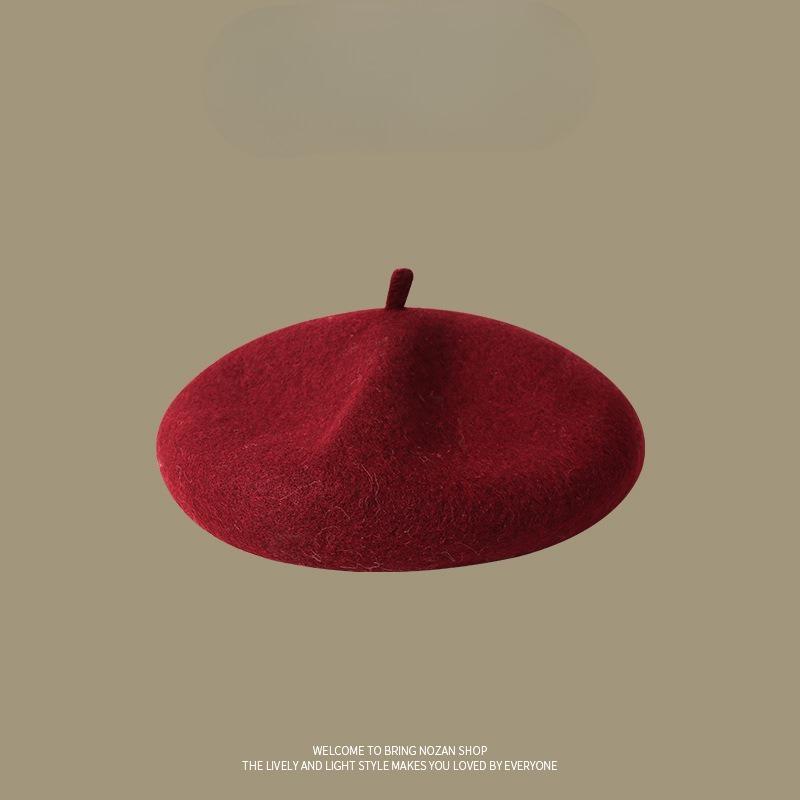 Korean Hat for Women Versatile Woolen Woolen Beret  Autumn and Winter Korean Style Fashionable Painter Hat Warm Style
