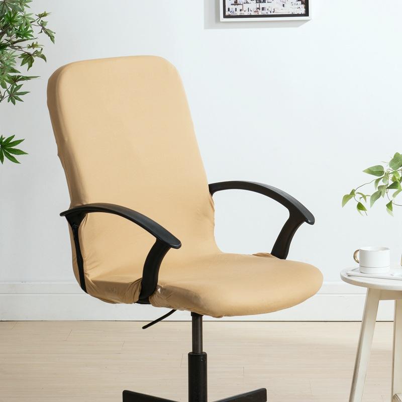 Stretch Computer Office Chair Cover with Durable Zipper Washable Removable Rotating Boss Chair Slipcovers Anti-dust Soft Desk Chair Seat Protector