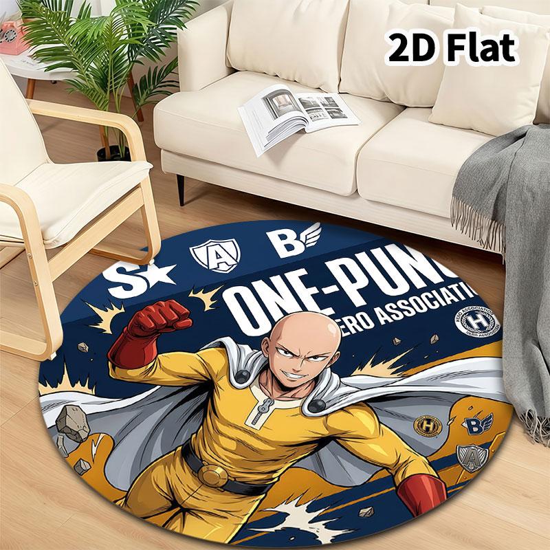 Onepunch Man Runder Teppich Teppich für Wohnzimmer Schlafzimmer Sofa Spielzimmer Dekor Rutschfeste Bodenmatte