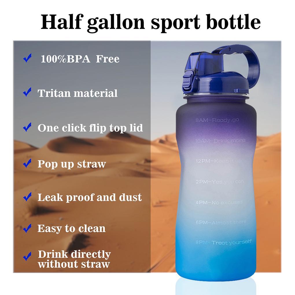 Sport Water Bottle 2000ml Outdoor Drinking Bottle Straw Portable Travel Tea Cup