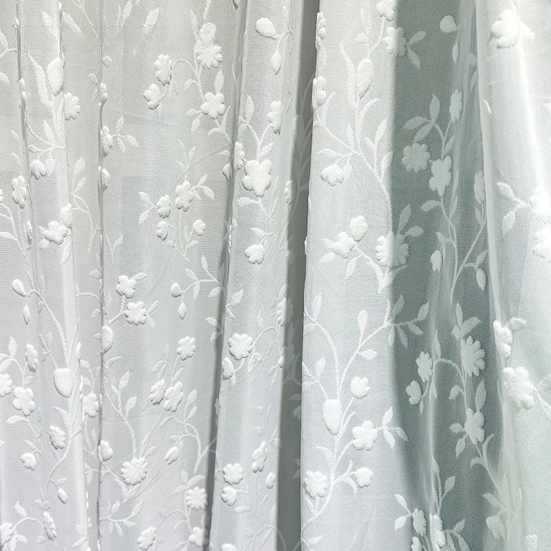 French Romantic Embossed Window Screen Beautiful Bedroom and Living Room American Retro Cherry Gauze Curtain Decor