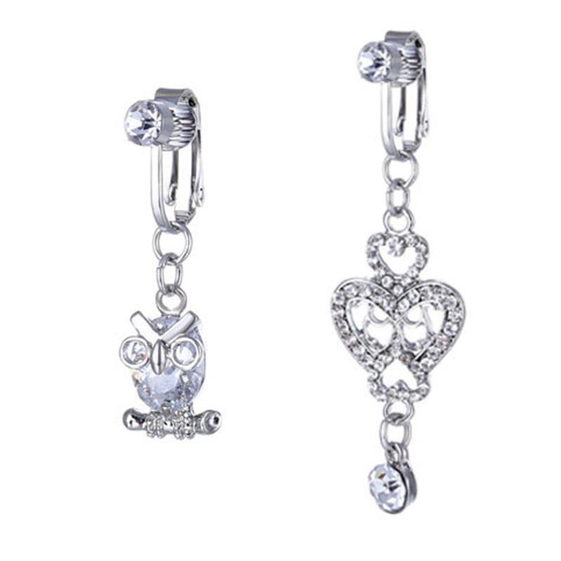 Fałszywy Fałszywy Piercing Brzucha Klip Wisiorek Inkrustowane Diamentowe Pierścionki Pępka Klip Ucha