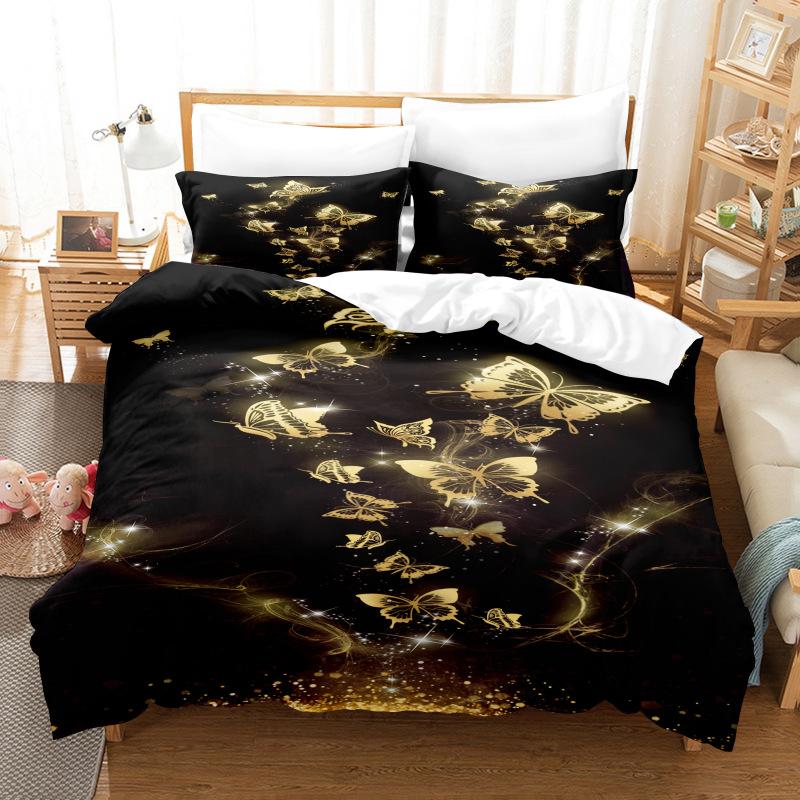 3D Digital Printing Kit Home Textile Quilt Cover Bed Sheet Bedding Three-Piece Set