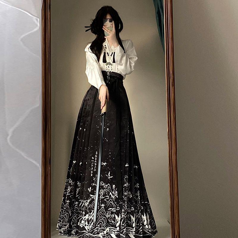 Sukně s koňskou tváří Kompletní sada Oblek ve stylu čínské dynastie Ming Denní Hanfu