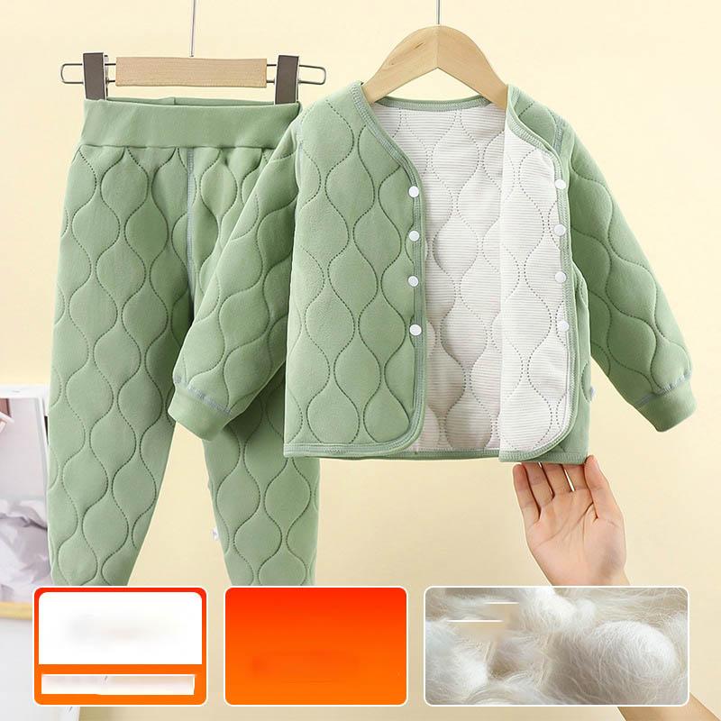 Autumn Winter Kids Sets Boys Girls Cotton Thickening Warm Tracksuit Clothing Toddler Solid Outfits 0-5 Years Baby Suits