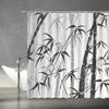 Black And White Ink Bamboo Forest Pattern Waterproof Shower Curtain 180X200Cm - Zen Style Bath Curtain For Spa Decor