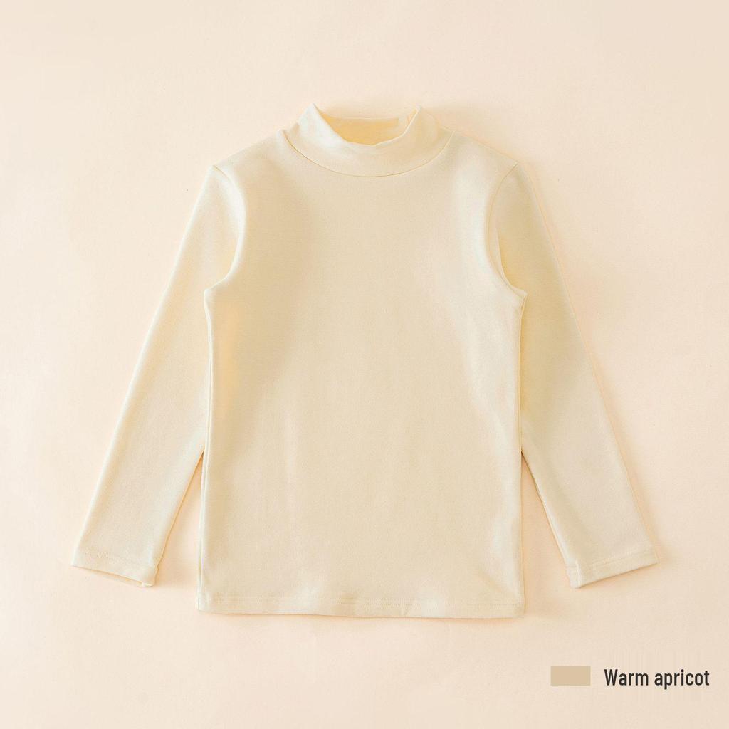 2024 Kids' Warm Long-Sleeve Mid-Collar Cotton T-Shirt for Autumn & Winter