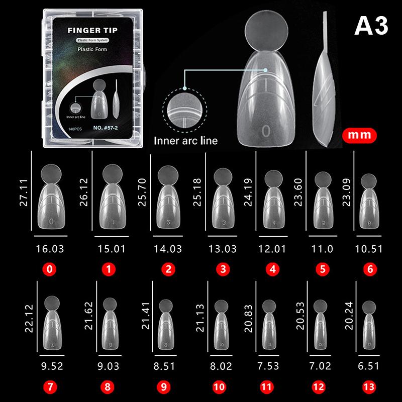 

140Pcs Sandwich Nail Dual Forms Reusable Mixed 14 Size Short Oval Square Top & Bottom Nail Mold For Builder Extension A3