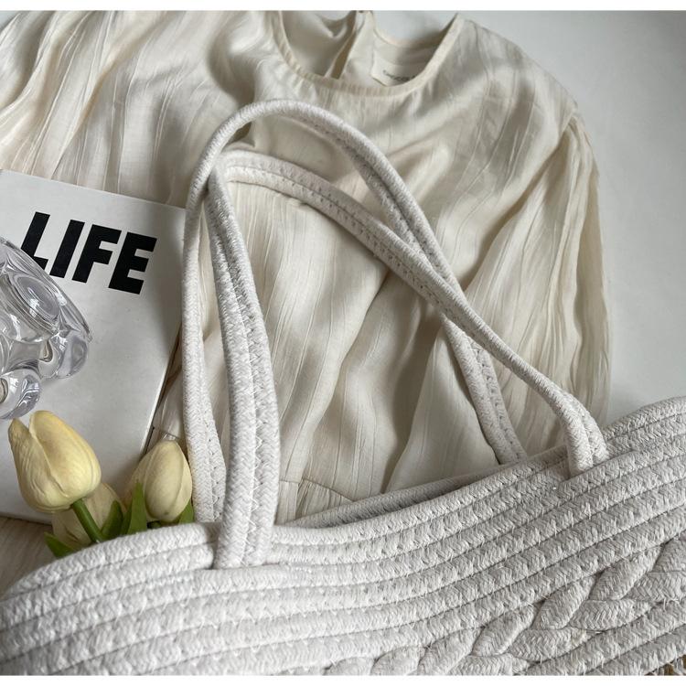 Casual shoulder large capacity bag rope striped design small fresh bag portable tote bag Han Fan fashion