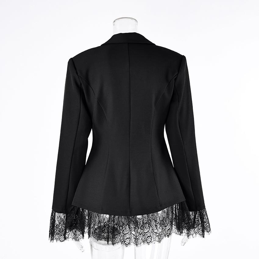 New Autumn And Winter High-End Slim-Fit Lace Patchwork Blazer With A Stylish And Sophisticated Design