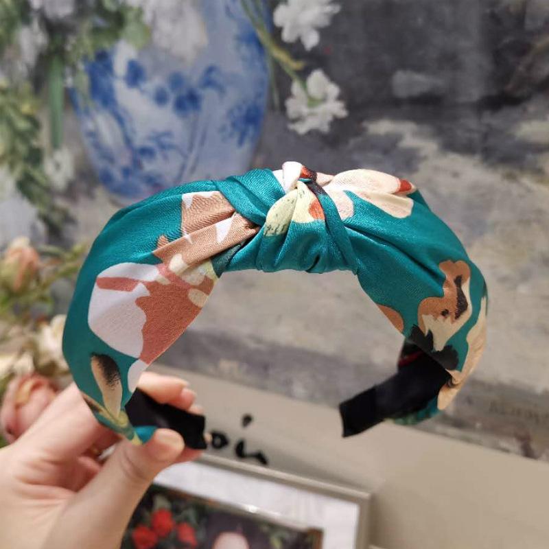 New Fabric Knotted Headband Fashion Wide Edge Printed Headpiece Women's Simple Face Wash Headband Hair Accessories