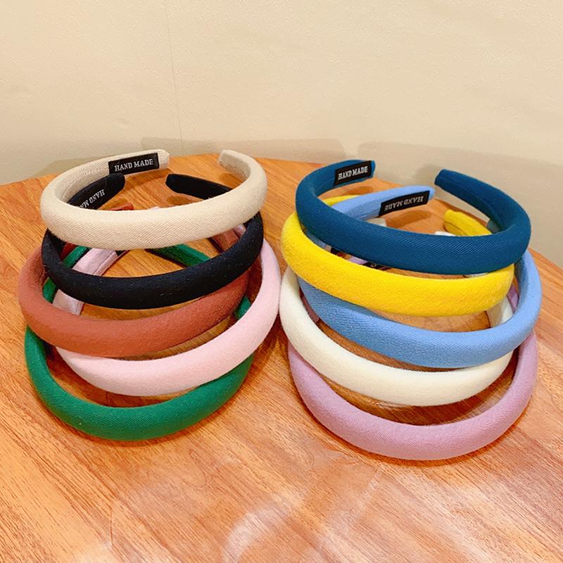 Neue bunte Schwamm Leinen Haarbänder für Frauen Mädchen Mode Haaraccessoires Stirnband Haarreifen Kopfschmuck Haarschmuck