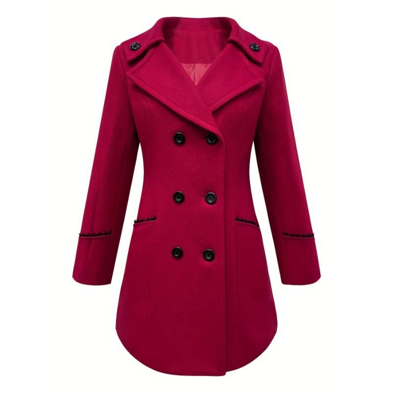 Damen Polyester Blazer Mantel mit doppelter Knopfleiste, elegantes und klassisches Design, geeignet für Herbst und Winter
