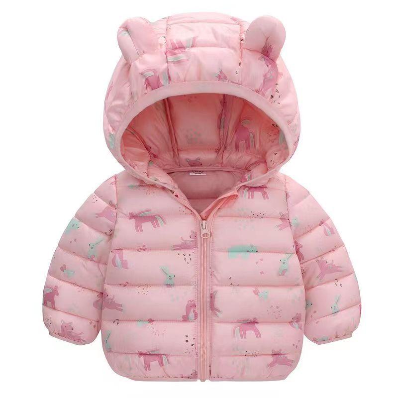 Autumn and Winter Boys and Girls Hooded Down Jackets Warm Lightweight Cotton Coat Jacket fashion cute cartoon print cotton-padded clothes