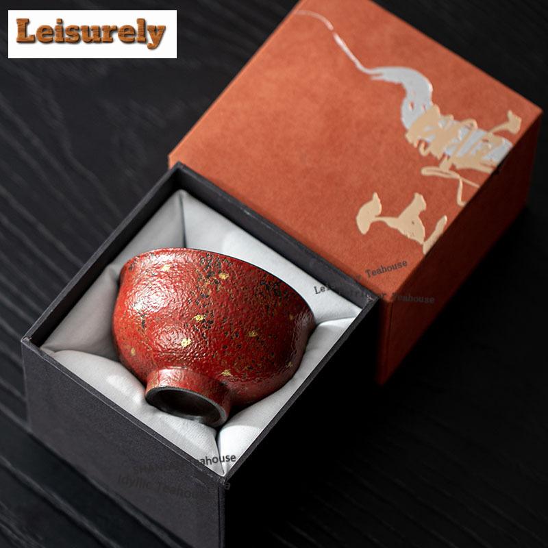 111ML Gold Sprinkled Red Mountain Teacup Antique Tea Bowl Sample Tea Cup Tea-tasting Fragrance Cup Chazhan Master Cups Teaset