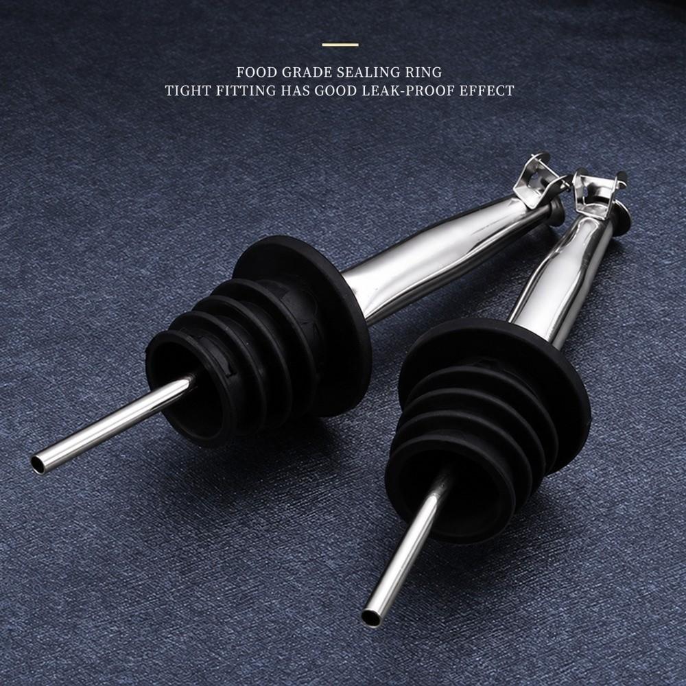 2 PCS Silver Oil Spout Pourer Stainless Steel Bottle Spout Dispenser Liquor Pourer Spout  Bartender