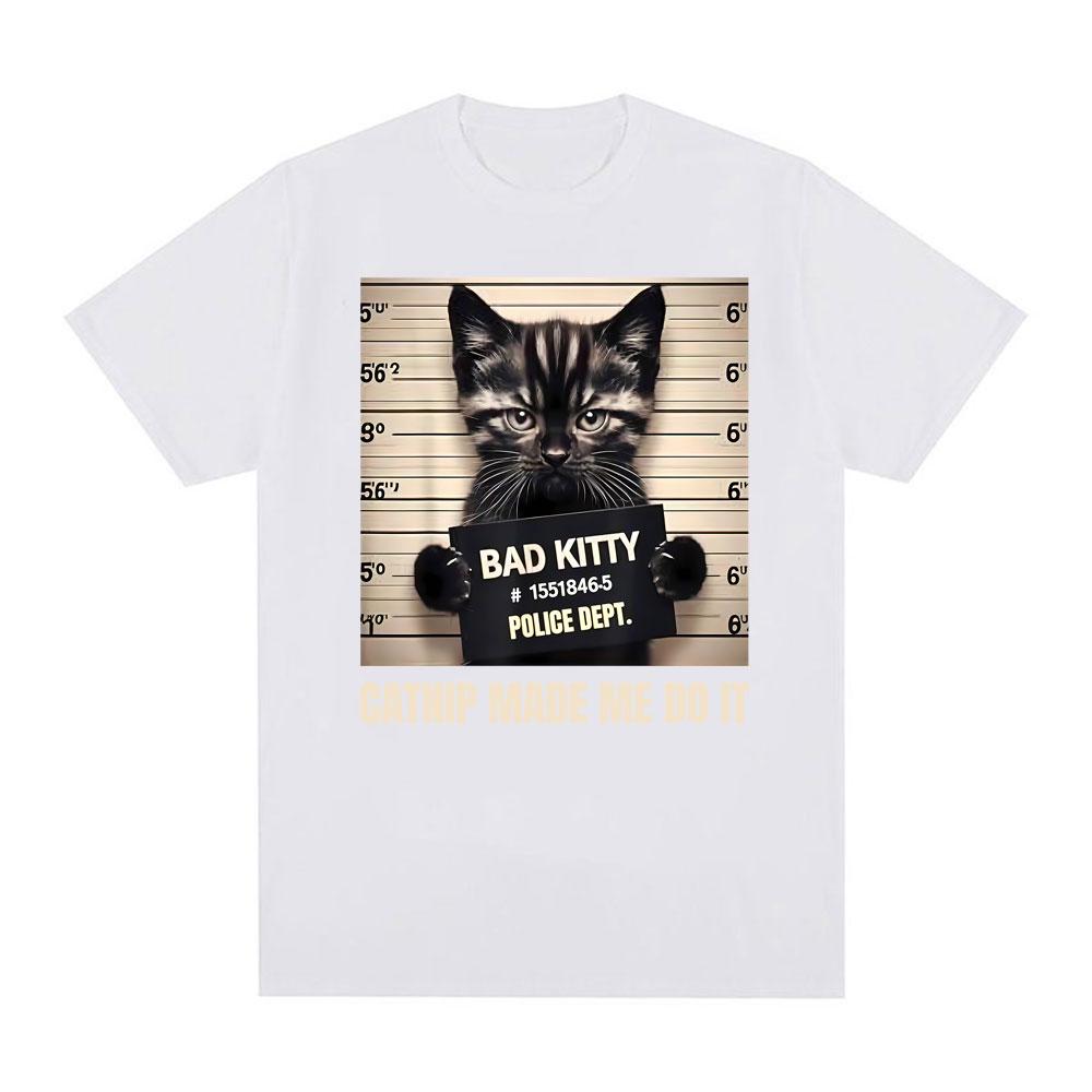 Mugshot for Cat Lover Cat Mom Cat Dad Graphic Tee Shirt Unisex Women Short Sleeve Cotton T Shirts Fashion Gothic T-shirt Streetwear