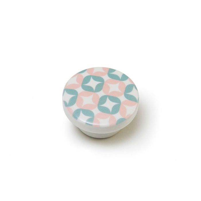 Furniture Knob - Rei - MOD.E222 - Beech Wood - Pink Finish - 4 Units 40x22 Mm