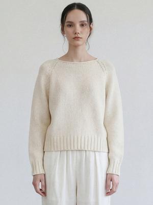 STAY WITH ME Chunky Boat Neck Knit_Ecru