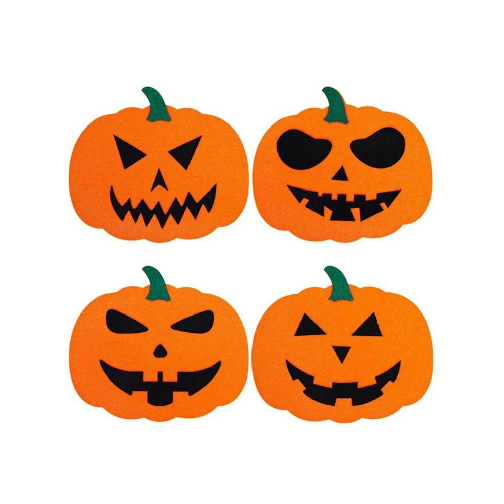 6 Pcs Heat Resistant Halloween Felt Pumpkin Coasters Non-Slip Halloween Decoration Ghost Festival
