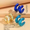 Metallic Color Acrylic Chunky C-shape Hoop Earrings for Women New Irregular Geometric Huggies Earring Glossy Jewelry