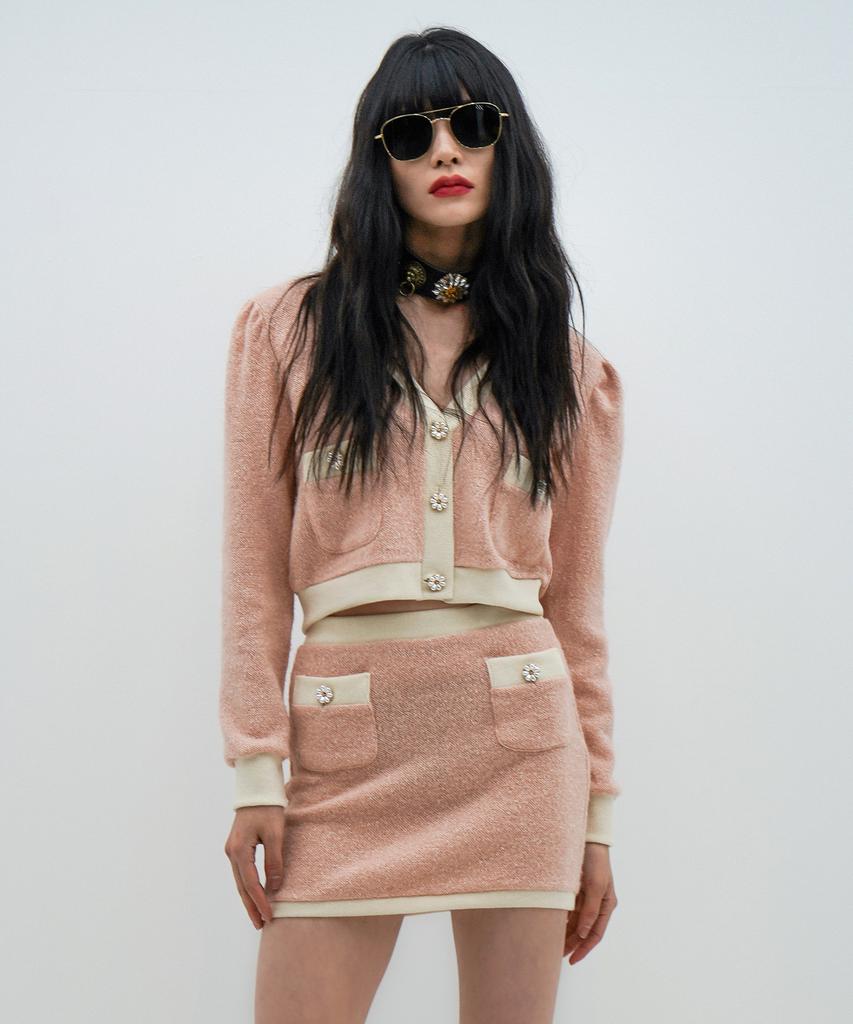 Untage Rib Waist Mini Knit Skirt (Pink)_Utw-Sc02