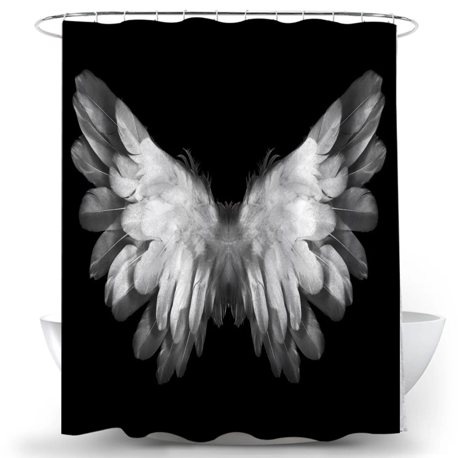 

Angel Wings Shower Curtain Polyester Fabric Machine Washable Bathtub Curtains With Hooks For Bathroom Home Decor Bath Curtain W60H190(CM)-1 Pcs