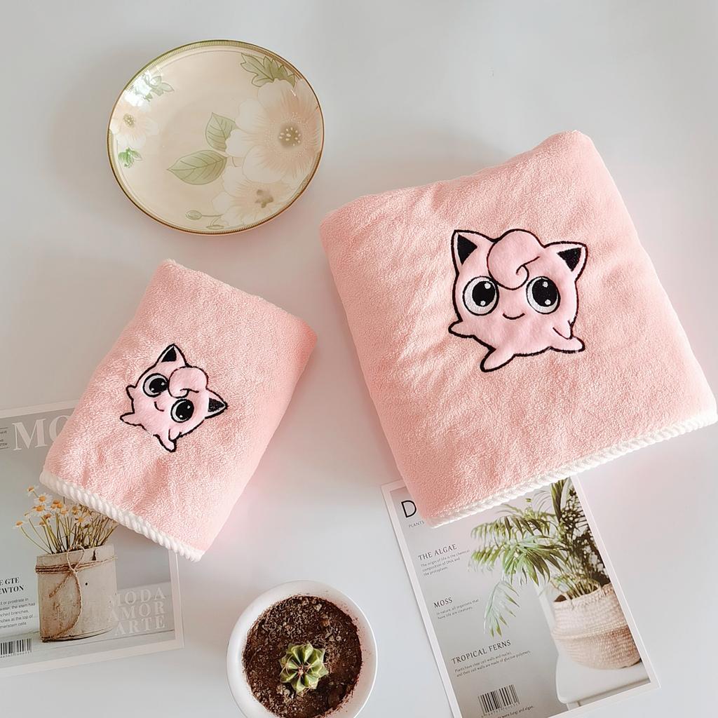 New Pikachu Coral Fleece Towel Set Household Face Towel Adult Large Children Bathing