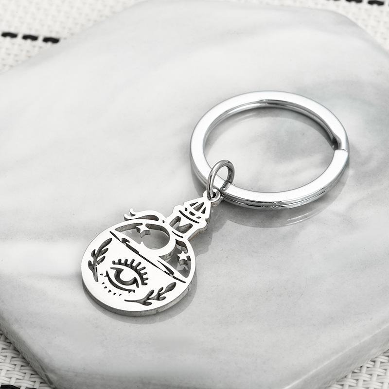 Gold Silver Black White Splicing Cat Stainless Steel Keychain Cute Cartoon Design Fashion Couple Pendant Practical Backpack Decoration