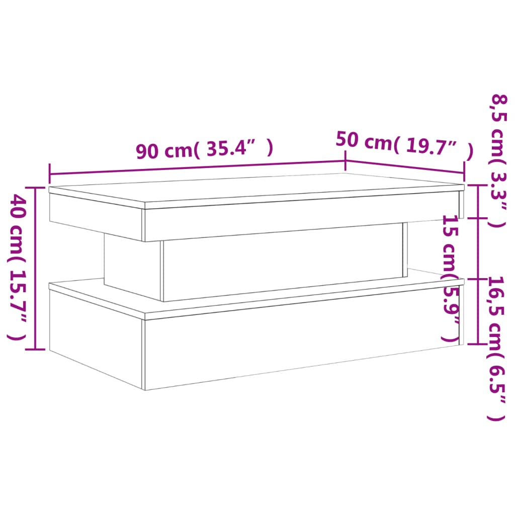 LED Coffee Table White 90 x 50 x 40 cm