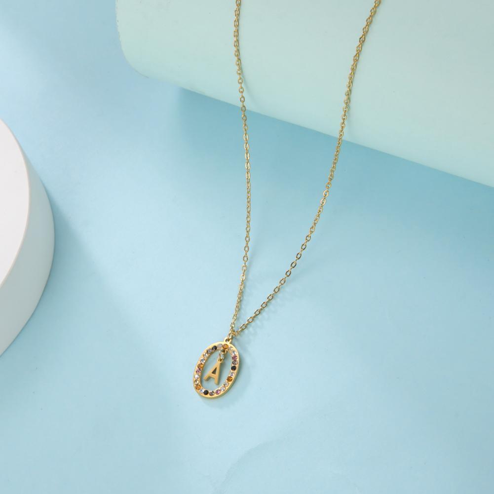 Cazador Zircon Initial Letter Necklace for Women Rhinestone A-Z Alphabet Choker Necklace Stainless Steel Jewelry Mother Gift