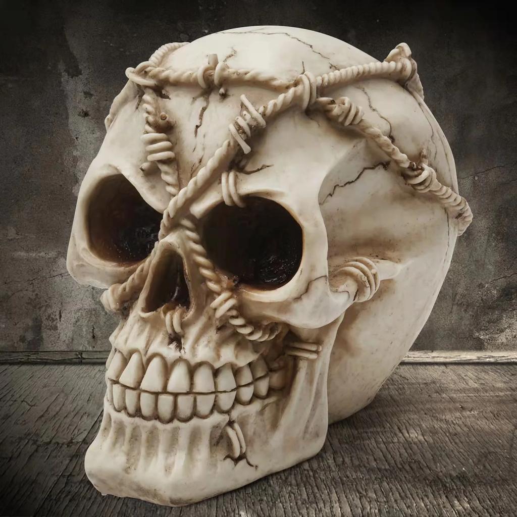 Handmade Resin Decorative Crafts Ornament Head Bone Model Imprisoned Skull Statue Home Decor Halloween Decoration Sculpture