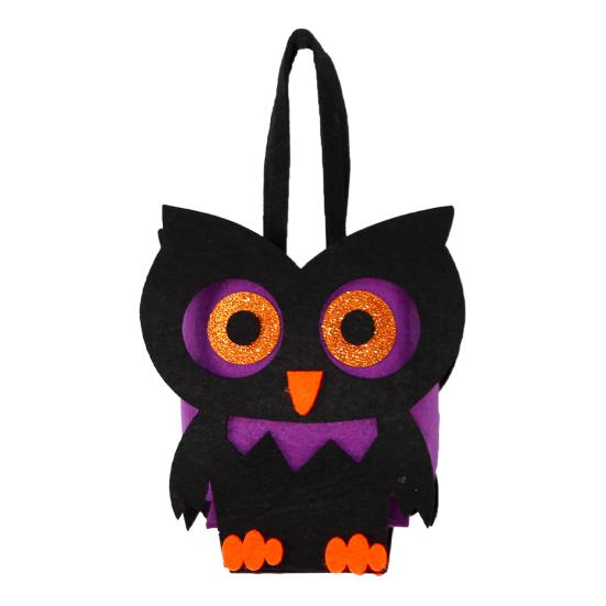 Decorative Festival Display Props Halloween Felt Trick or Treat Bags, Cartoon Owl Bat Devil Pumpkin Kids Theme Party Souvenir Pouches Handheld