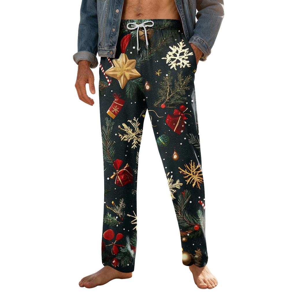 Pánské domácí měkké pyžamové kalhoty se stahovací šňůrkou s kapsami Sportovní kalhoty pro volný čas