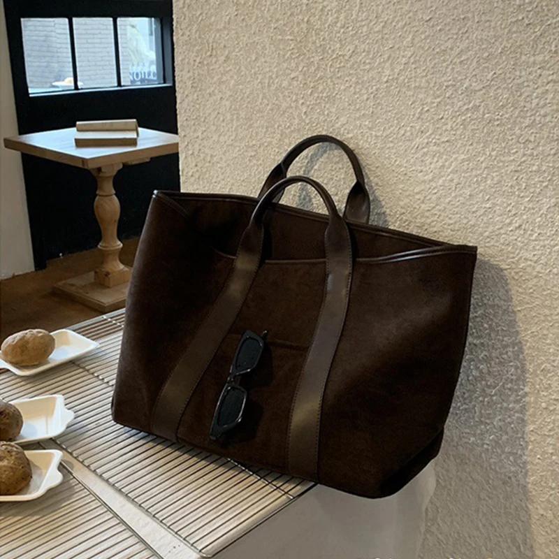 

Vintage Suede Large Capacity Handbag Simple All-match Fashion Tote Bags Design Casual Top Handle Shoulder Bag For Women
