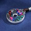 Enamel Lotus Fish Hollow Filigree 999 Sterling Silver Pendant Necklace