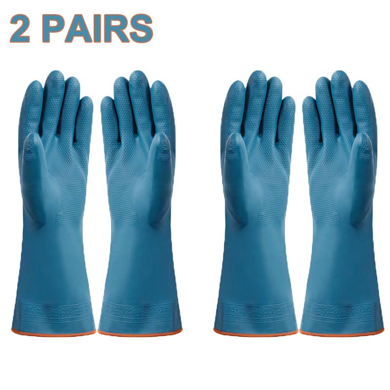 

2/4 Pairs Waterproof Gloves with Fleece Thicked Cleaning Gloves Household Bathroom Kitchen Hands Protection Gloves Cleaning Tool