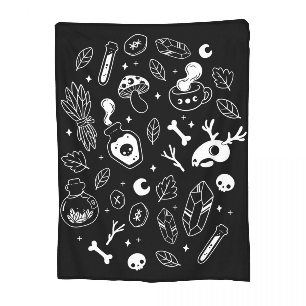 Herb Witch Black And White Nikury Blankets Soft Warm Flannel Throw Blanket Bedding for Bed Living room Picnic Travel Home Couch 80x120cm