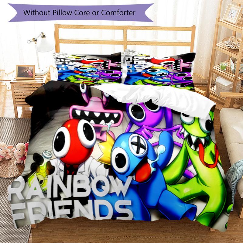3-teiliges Bettwäsche-Set mit Regenbogenfreunde2-Muster, Bettbezug-Set enthält Bettbezug & Kissenbezüge, perfekte Ganzjahres-Schlafzimmerdekoration & Geschenk