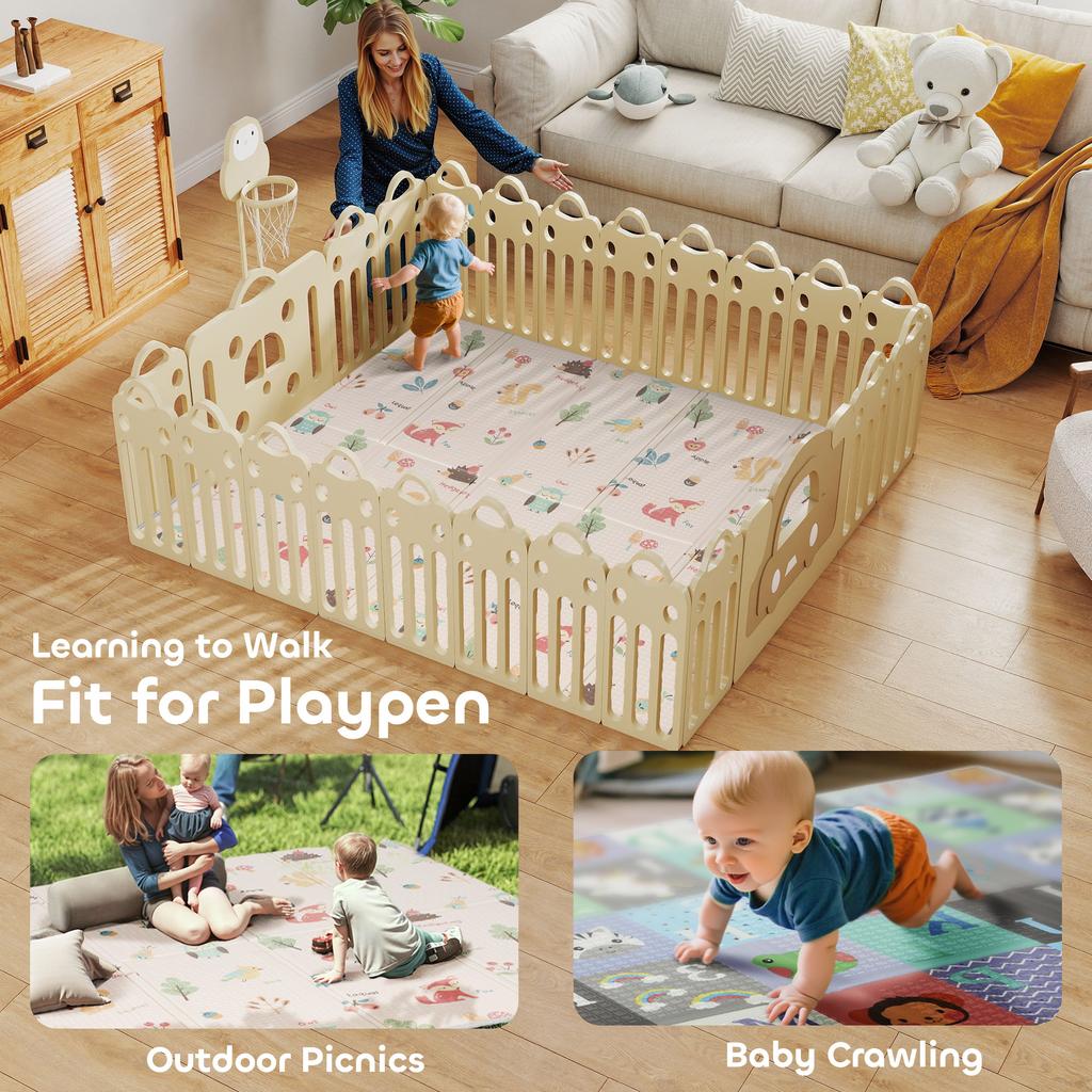 Foldable Baby Play Mat Double-Sided, Reversible Foam Soft Crawling Mat for Toddlers, for Bedroom, Nursery and Playroom