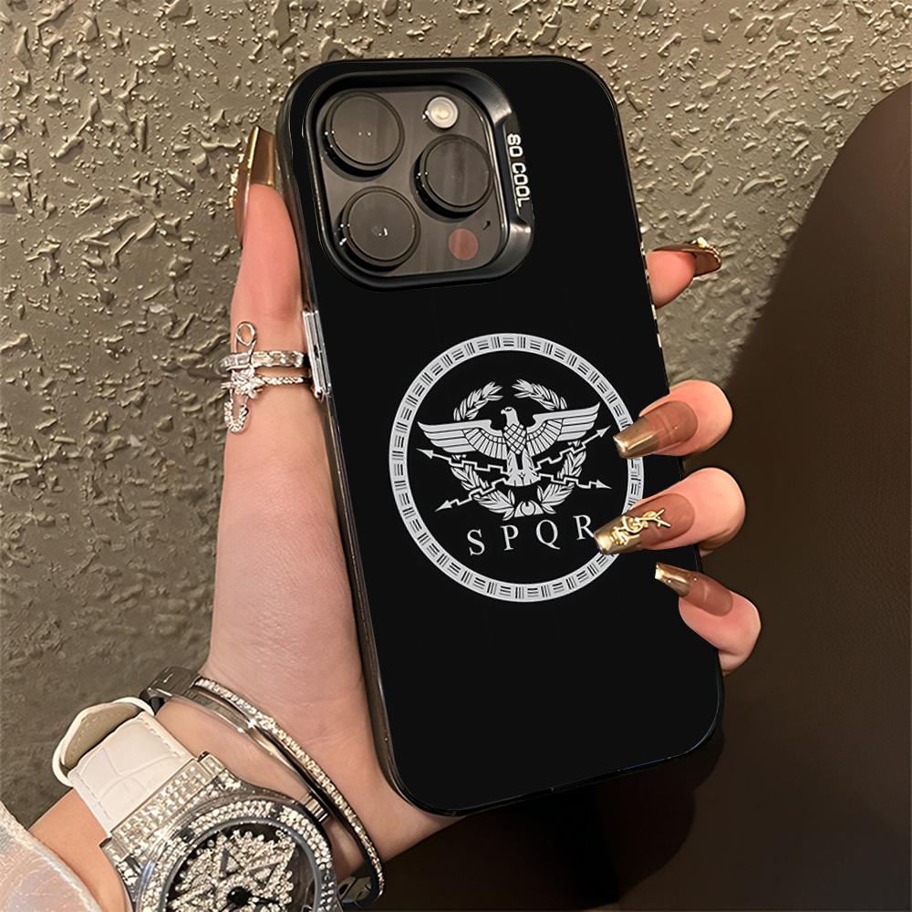 

The Roman Empire Emblem SPQR Phone Case For iPhone 16,15,14,13,12,11,Pro,Max,Plus,Mini,XS,SE Anti Fall Black Matte Hard Bumper iPhone13mini