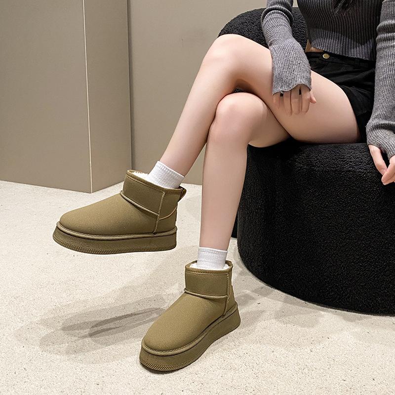 Women's Thick Bottom Short Lace Fashion Winter Lightweight Warm Anti Cold Snow Boots Non-slip Casual Sneakers Cotton Boots